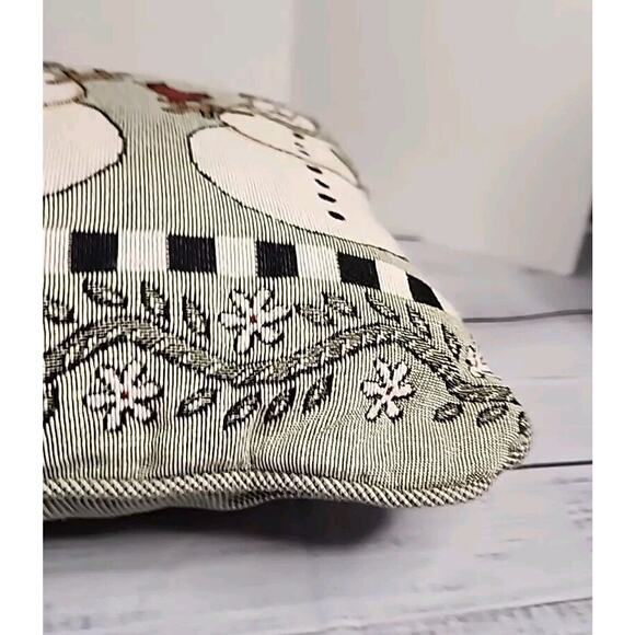 Coco Dowley Tapestry Snowman Winter Christmas Pillow In Excellent Condition - Picture 5 of 16